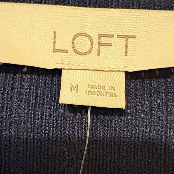 LOFT Navy Ribbed Knit Crew Sweater - Picture 2 of 3